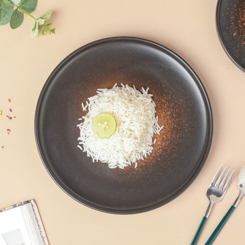 Savanna Stoneware Dinner Plate Black Brown 10 Inch - Serving plate, rice plate, ceramic dinner plates| Plates for dining table & home decor