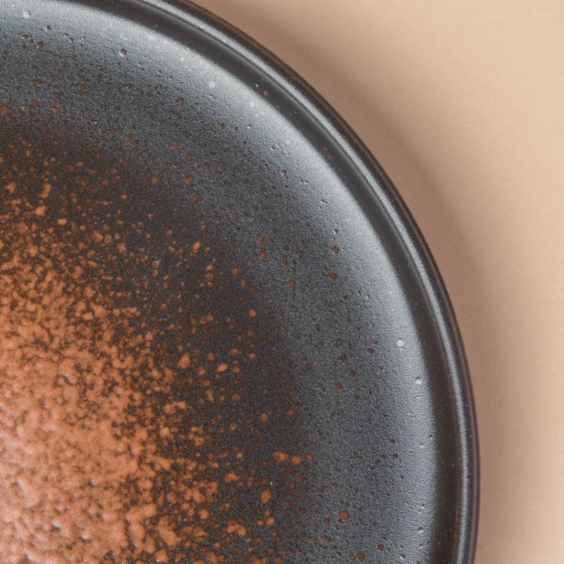 Savanna Stoneware Dinner Plate Black Brown 10 Inch - Serving plate, rice plate, ceramic dinner plates| Plates for dining table & home decor