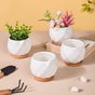 White Ceramic Planter Pattern Set Of 4