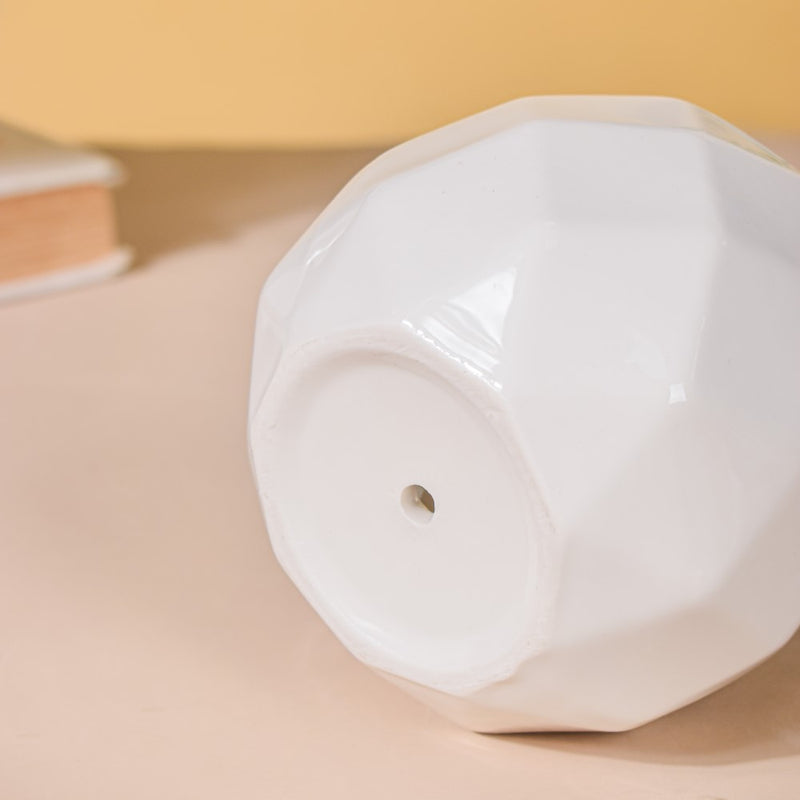 White Ceramic Planter Pattern Set Of 4