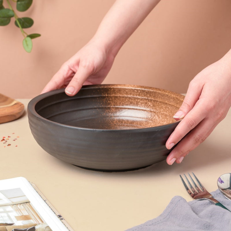 Savanna Stoneware Serving Bowl 9 Inch 1700 ml - Bowl, ceramic bowl, serving bowls, noodle bowl, salad bowls, bowl for snacks, large serving bowl | Bowls for dining table & home decor