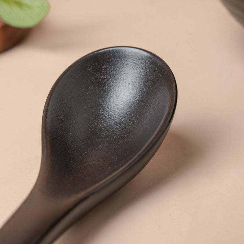 Ceramic Soup Spoon Matte Black