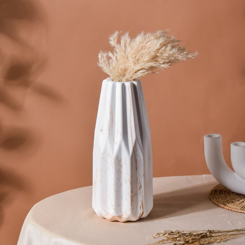 Modern Marble Pattern Ceramic Vase For Home White - Flower vase for home decor, office and gifting | Home decoration items