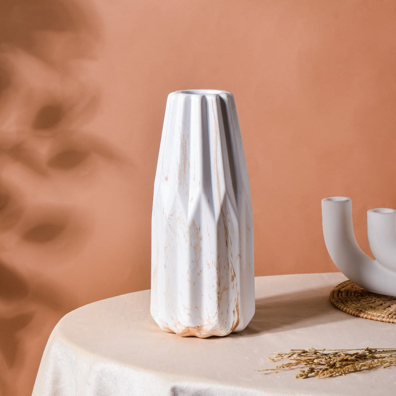 Modern Marble Pattern Ceramic Vase For Home White - Flower vase for home decor, office and gifting | Home decoration items