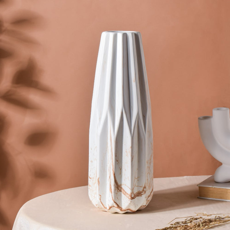 Modern Marble Pattern Ceramic Vase White - Flower vase for home decor, office and gifting | Home decoration items