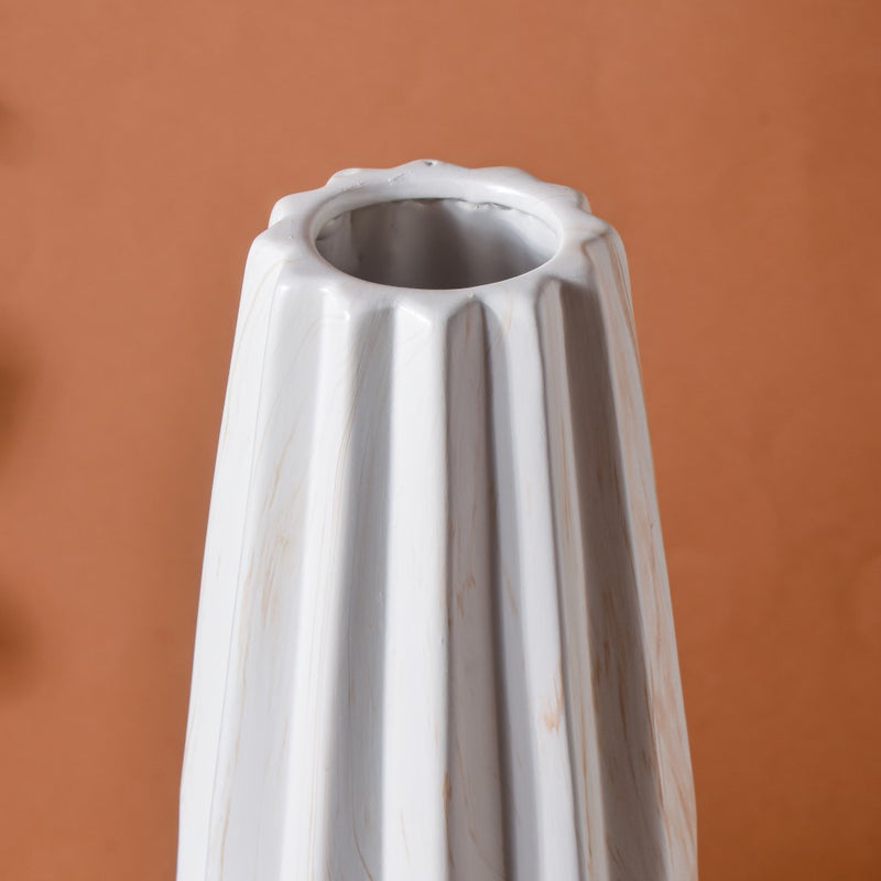 Modern Marble Pattern Ceramic Vase White - Flower vase for home decor, office and gifting | Home decoration items