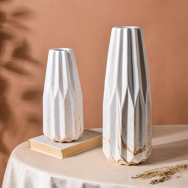 Modern Marble Pattern Ceramic Vase For Home White - Flower vase for home decor, office and gifting | Home decoration items
