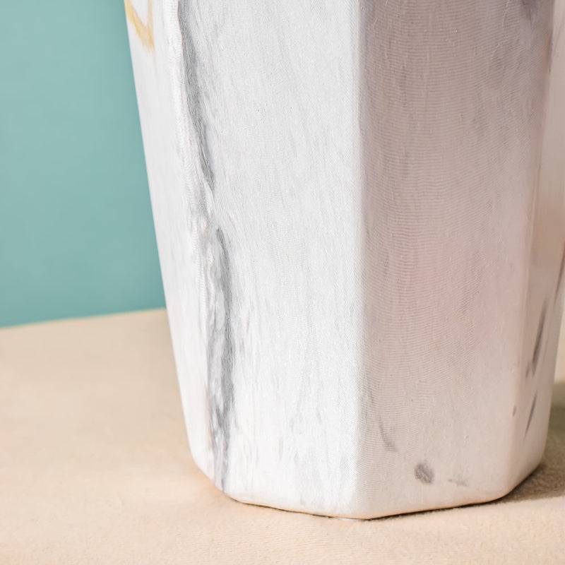 Contemporary Ceramic Marble Pattern Vase White - Flower vase for home decor, office and gifting | Home decoration items