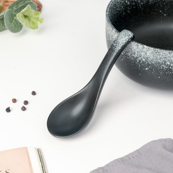 Ceramic Spoon For Soup Matte Black