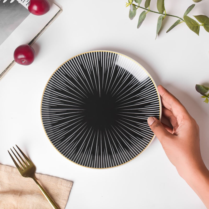 Lunaria Ceramic Snack Plate Black 8 Inch - Serving plate, snack plate, dessert plate | Plates for dining & home decor