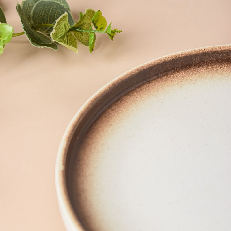 Cavern Clay Ceramic Snack Plate White Brown 8 Inch - Serving plate, snack plate, dessert plate | Plates for dining & home decor