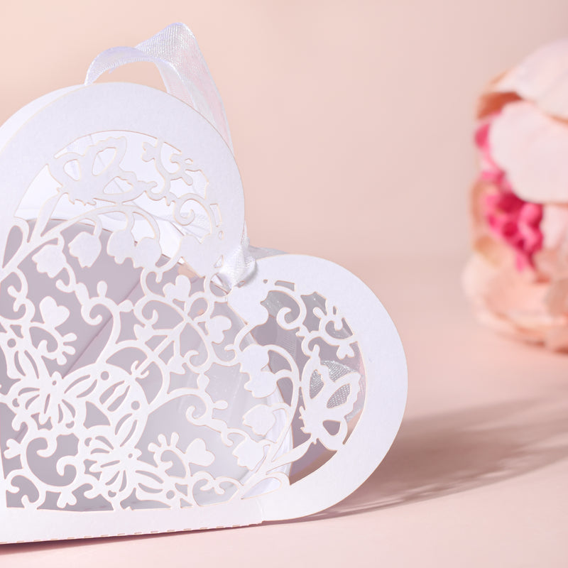 White Heart Paper Gift Box
