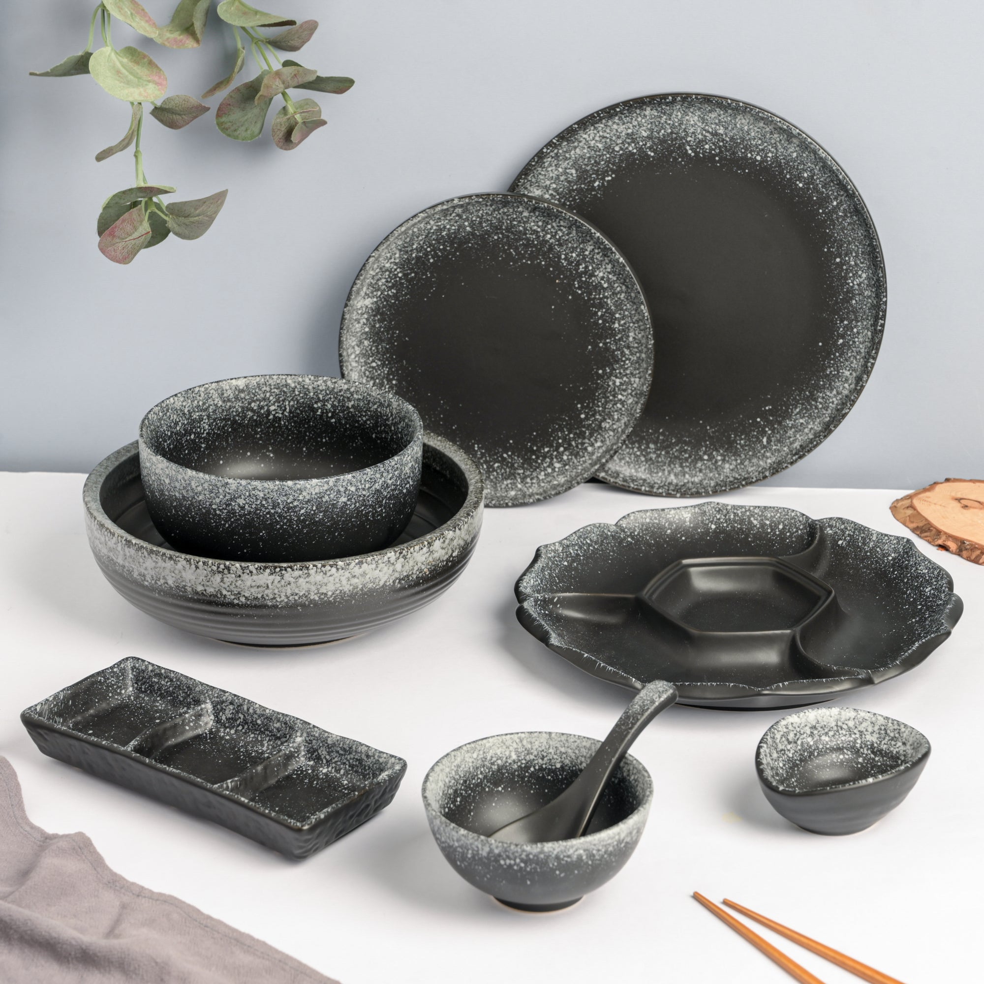 Galaxy Stone Pottery 35 Piece Dinner Set For Online Premium