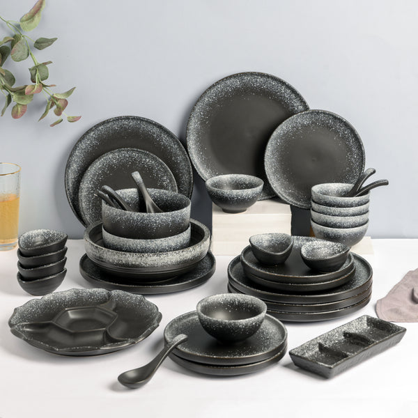 Galaxy Stone Pottery 35 Piece Dinner Set For 6