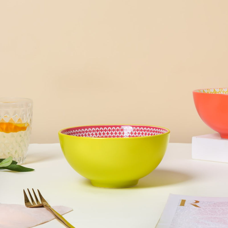 Mandala Pop Snack Bowl Green 400ml Set Of 2 - Bowl,ceramic bowl, snack bowls, curry bowl, popcorn bowls | Bowls for dining table & home decor