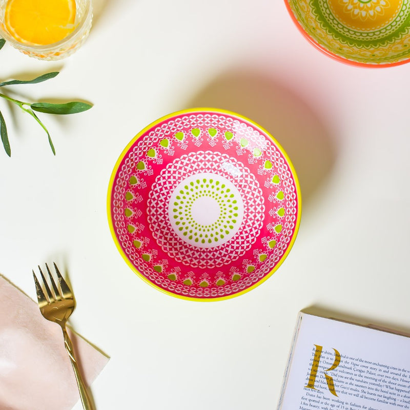 Mandala Pop Snack Bowl Green 400ml Set Of 2 - Bowl,ceramic bowl, snack bowls, curry bowl, popcorn bowls | Bowls for dining table & home decor