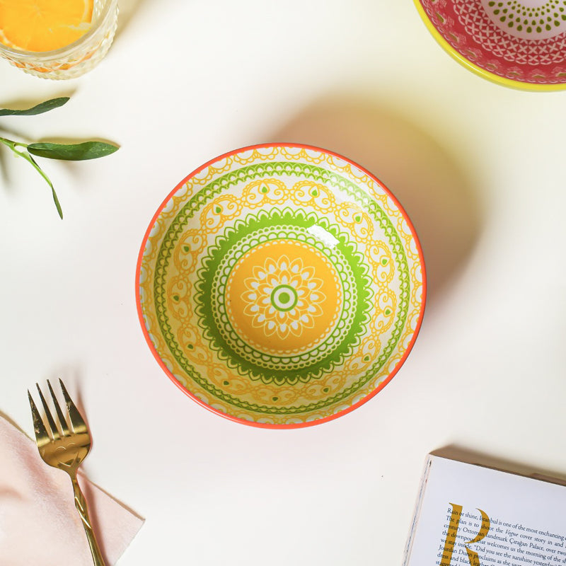 Pop Mandala Snack Bowl Orange 400ml Set Of 2 - Bowl,ceramic bowl, snack bowls, curry bowl, popcorn bowls | Bowls for dining table & home decor