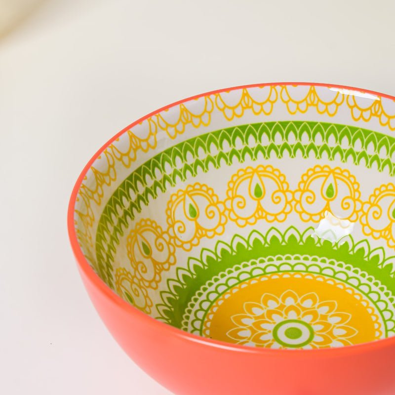 Pop Mandala Snack Bowl Orange 400ml Set Of 2 - Bowl,ceramic bowl, snack bowls, curry bowl, popcorn bowls | Bowls for dining table & home decor
