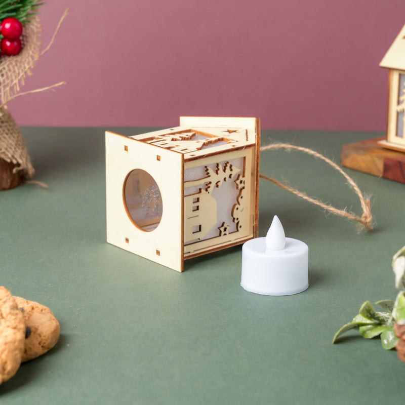 DIY Wooden House LED Christmas Decor Small - Showpiece | Home decor item | Room decoration item