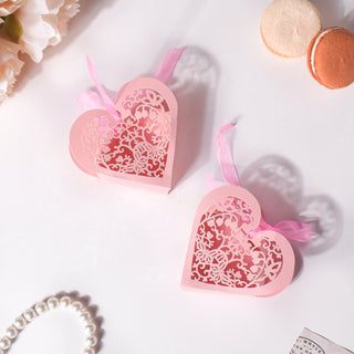 Pink Heart Paper Gift Box Set Of 20