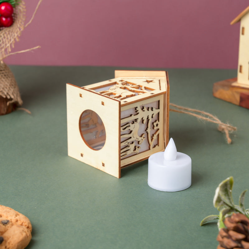 Reindeer Wooden House DIY LED Christmas Decor Hanging - Showpiece | Home decor item | Room decoration item