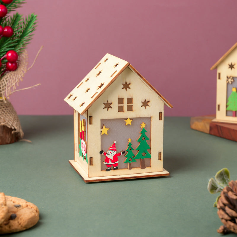 Illuminate DIY Santa LED Wooden House Decor Large - Showpiece | Home decor item | Room decoration item