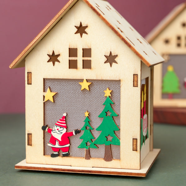Illuminate DIY Santa LED Wooden House Decor Large - Showpiece | Home decor item | Room decoration item