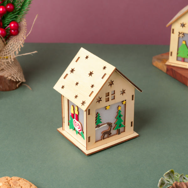 Light Up Wooden House DIY LED Christmas Decor Large - Showpiece | Home decor item | Room decoration item