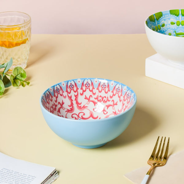 Mandala Ceramic Snack Bowl Blue 400ml Set Of 2 - Bowl,ceramic bowl, snack bowls, curry bowl, popcorn bowls | Bowls for dining table & home decor