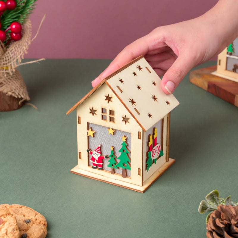 Illuminate DIY Santa LED Wooden House Decor Large - Showpiece | Home decor item | Room decoration item