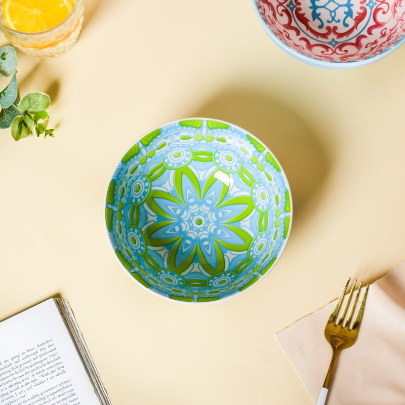 Mandala Ceramic Snack Bowl White 400ml Set Of 2 - Bowl,ceramic bowl, snack bowls, curry bowl, popcorn bowls | Bowls for dining table & home decor