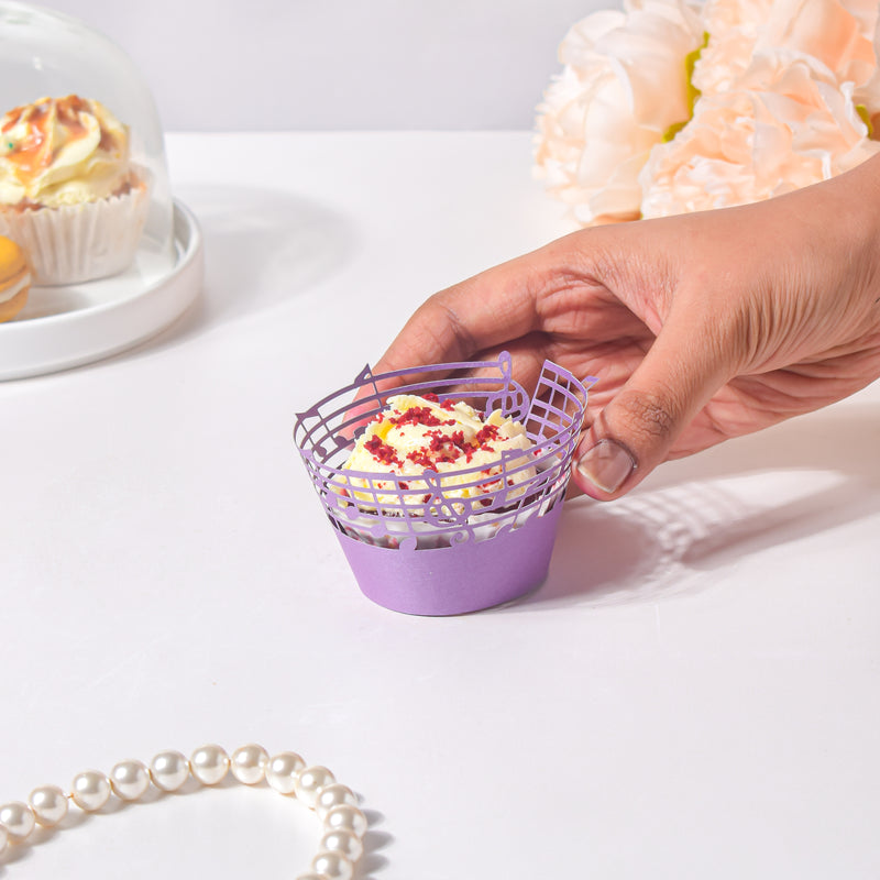 Purple Musical Notes Lace Cupcake Wrapper