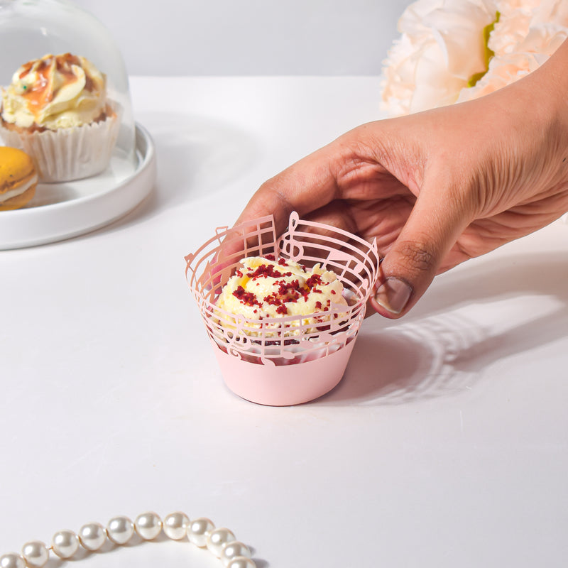 Pink Musical Notes Lace Cupcake Wrapper