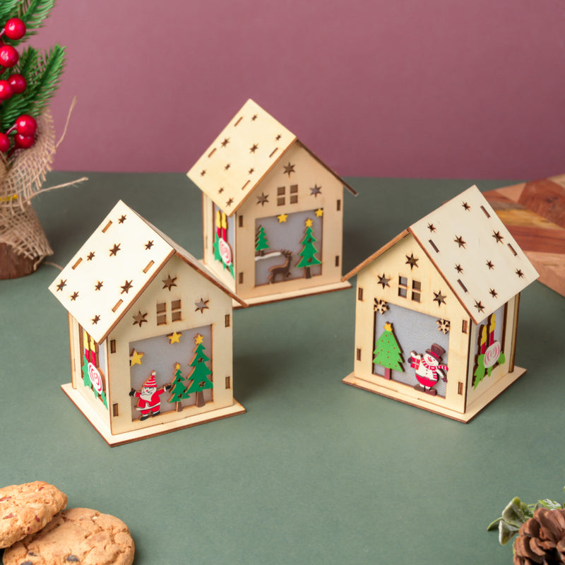 Illuminate DIY Santa LED Wooden House Decor Large - Showpiece | Home decor item | Room decoration item