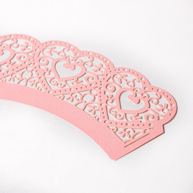 Pink Heart Lace Cupcake Wrapper