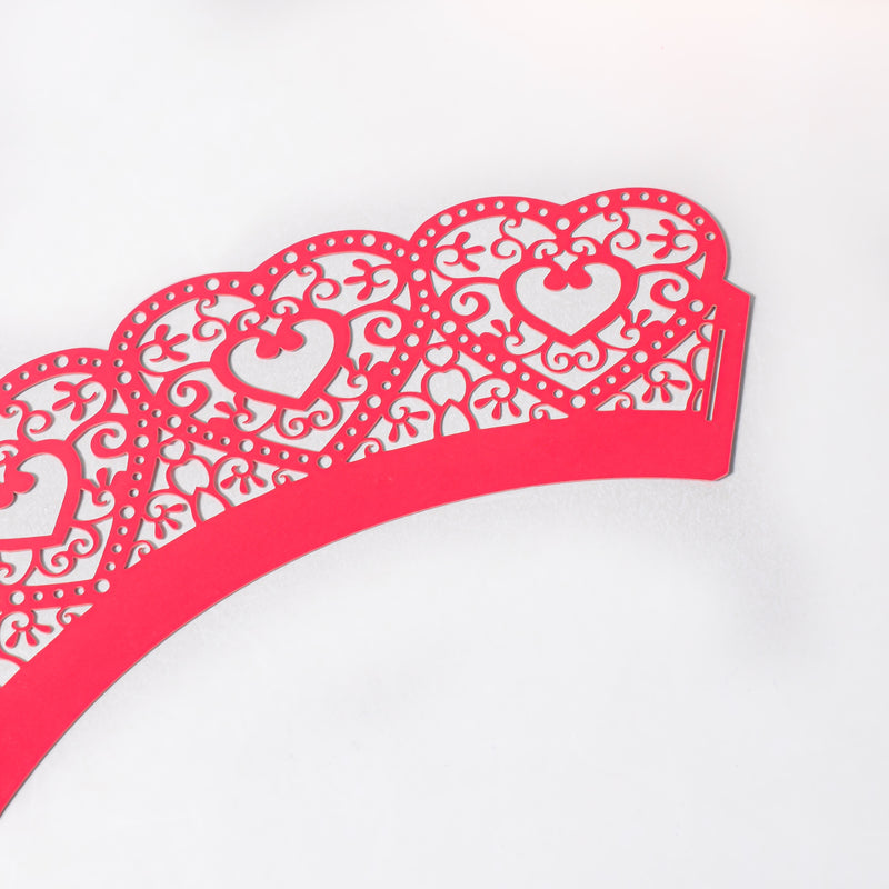 Red Heart Lace Cupcake Wrapper