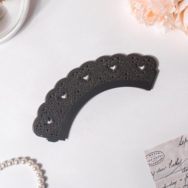 Black Heart Lace Cupcake Wrapper