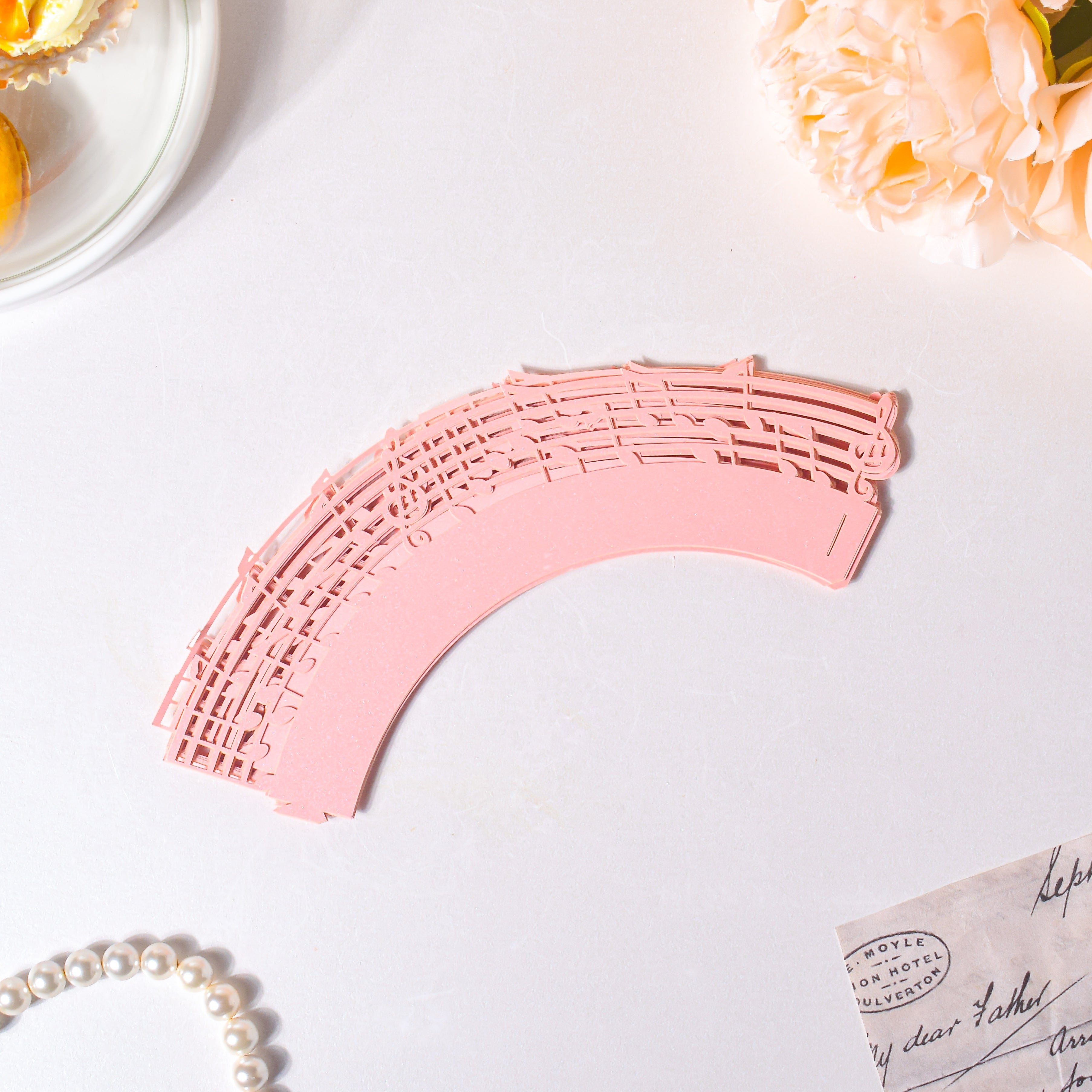 Pink Musical Notes Lace Cupcake Wrapper Set of 20