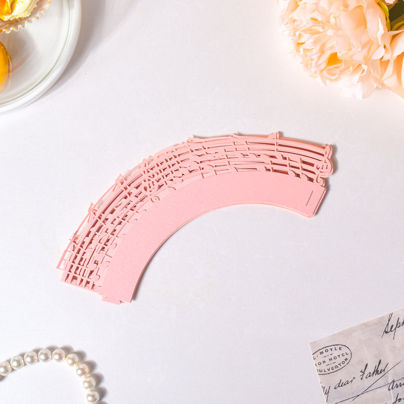 Pink Musical Notes Lace Cupcake Wrapper