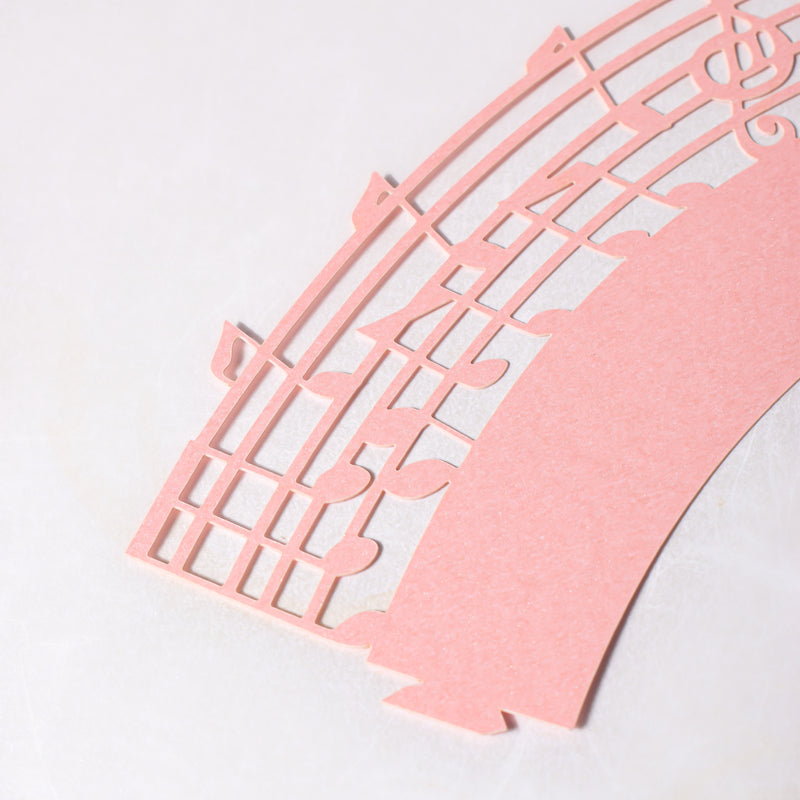 Pink Musical Notes Lace Cupcake Wrapper