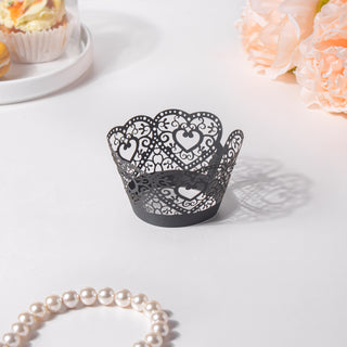 Black Heart Lace Cupcake Wrapper Set of 20