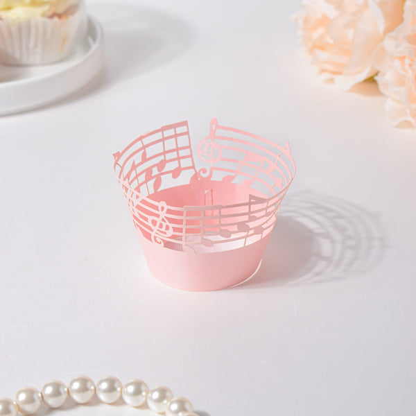 Pink Musical Notes Lace Cupcake Wrapper