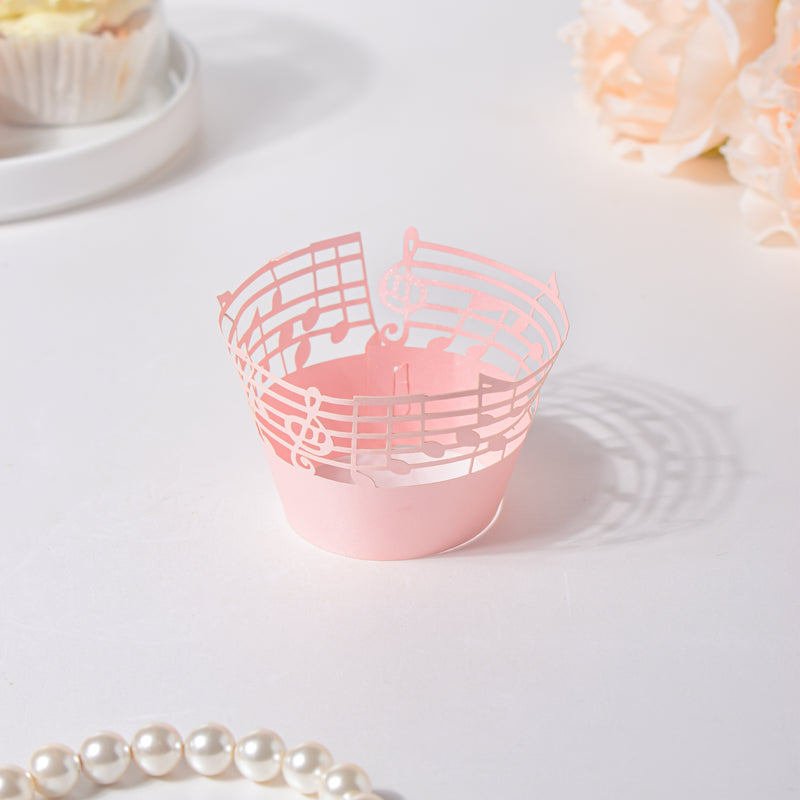 Pink Musical Notes Lace Cupcake Wrapper