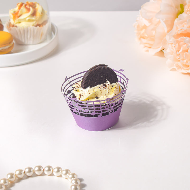 Purple Musical Notes Lace Cupcake Wrapper