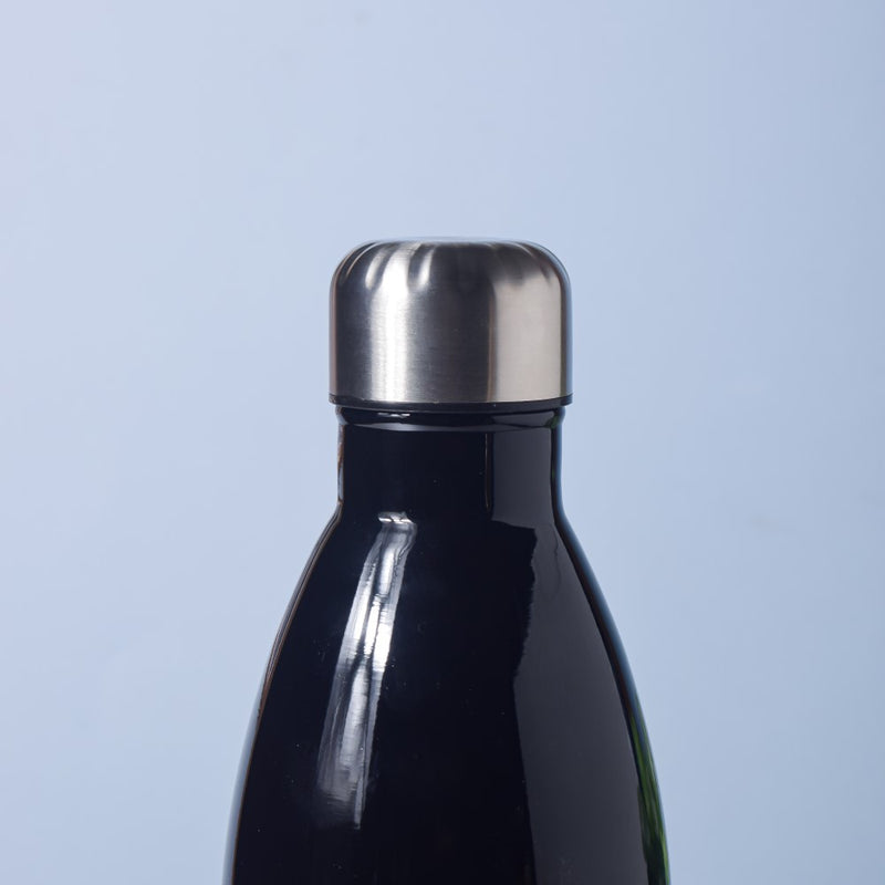 Glossy Black Stainless Steel Water Bottle 1000ml - Water bottle, steel water bottle | Bottle for Travelling