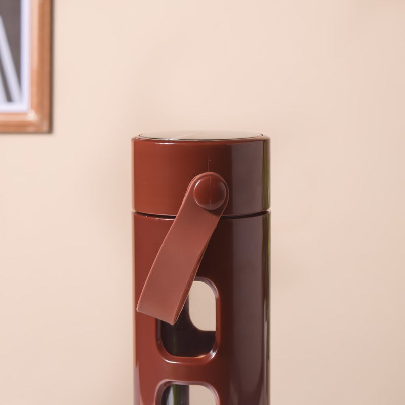 Borosilicate Glass Flask With Strainer Brown 500ml - Water bottle, flask, steel water bottle | Flask for Travelling