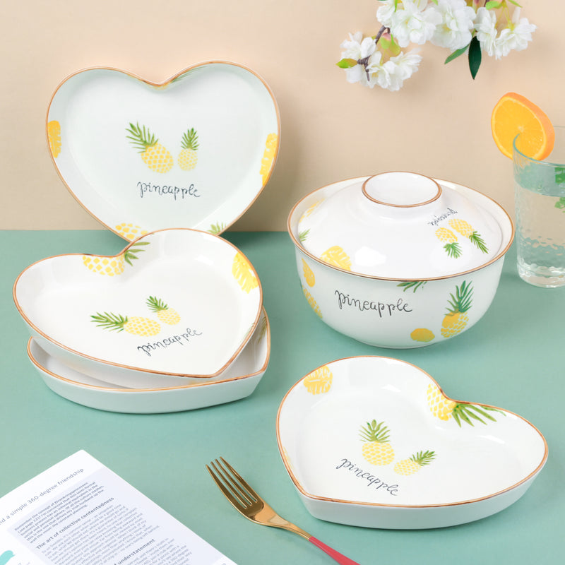 Pineapple Heart Supper Set For 4