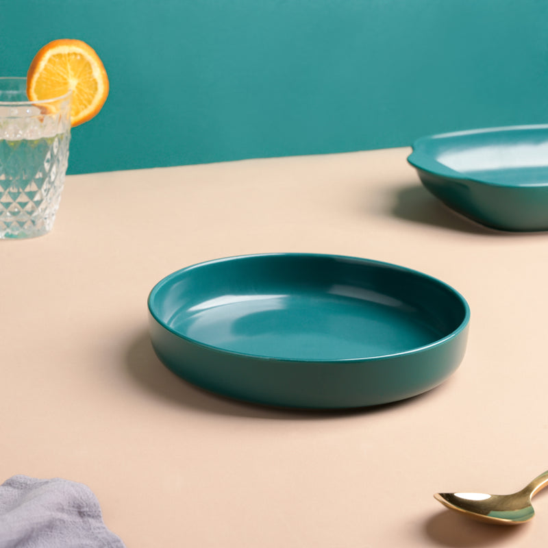 Matte Green Deep Plate - Serving plate, snack plate, dessert plate | Plates for dining & home decor