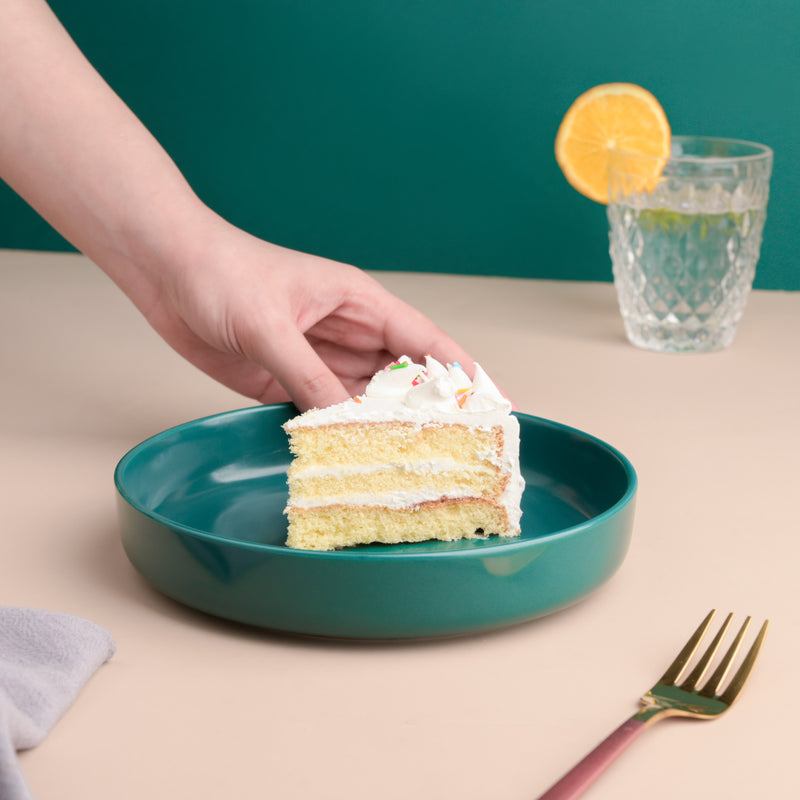 Matte Green Deep Plate - Serving plate, snack plate, dessert plate | Plates for dining & home decor