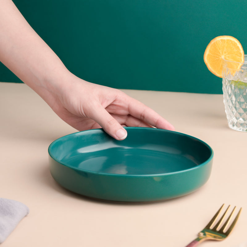 Matte Green Deep Plate - Serving plate, snack plate, dessert plate | Plates for dining & home decor